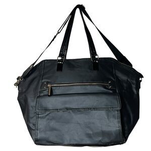 Victoria's Secret Duffle Bag Womens Large Black Nylon Leopard Lining Travel